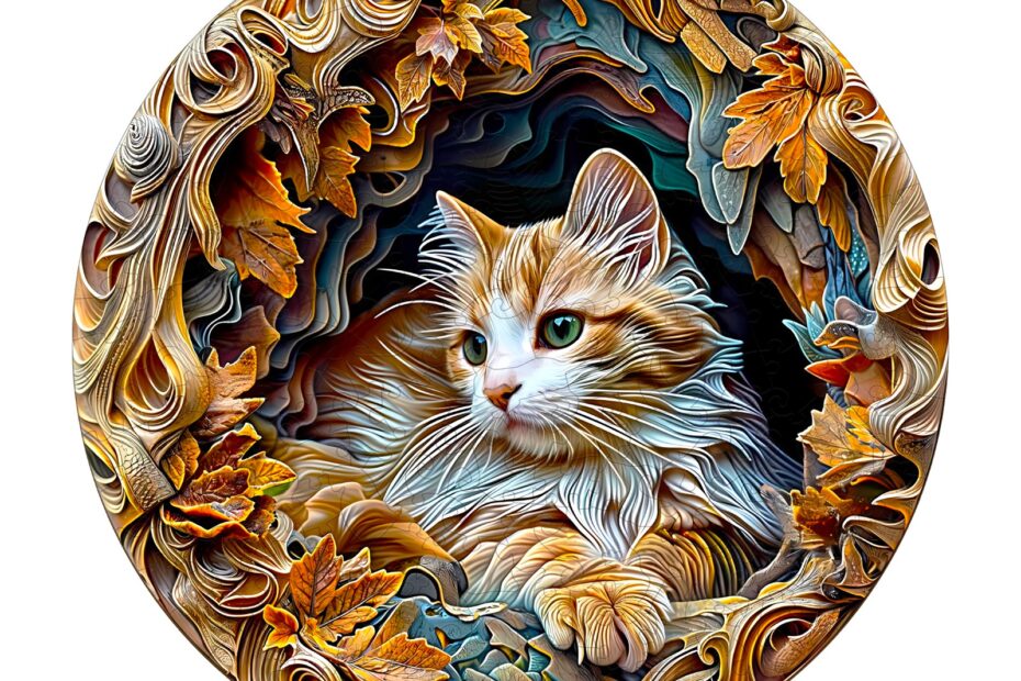 Holzpuzzle-3D Höhlenkatze 66e8c5e133cdf