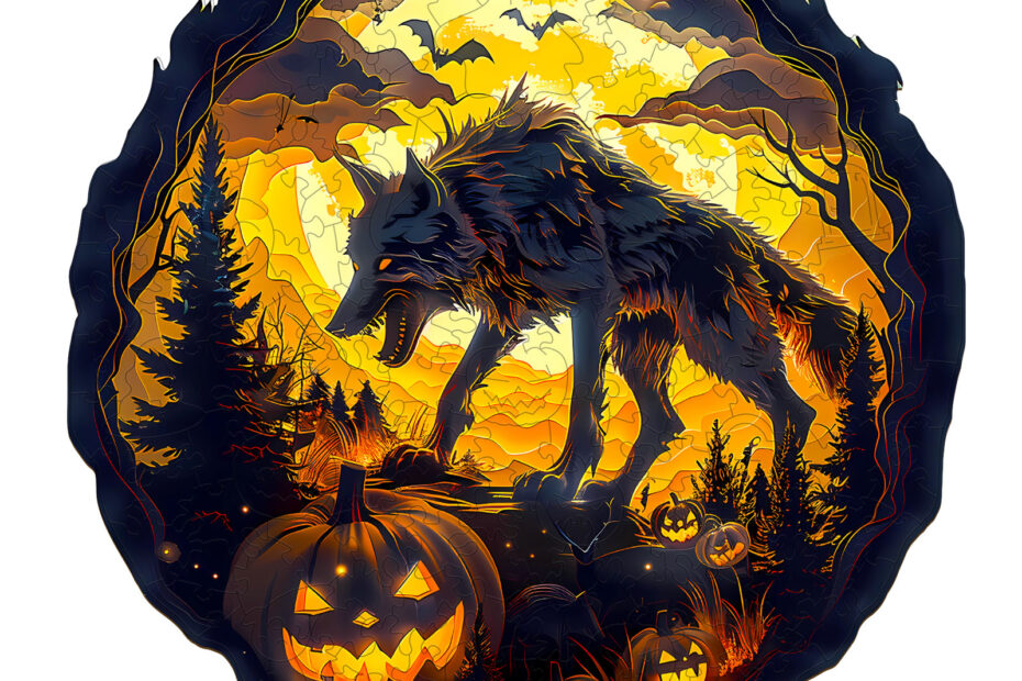 Holzpuzzle-3D Halloween Wolf 66e887ef8a3a2