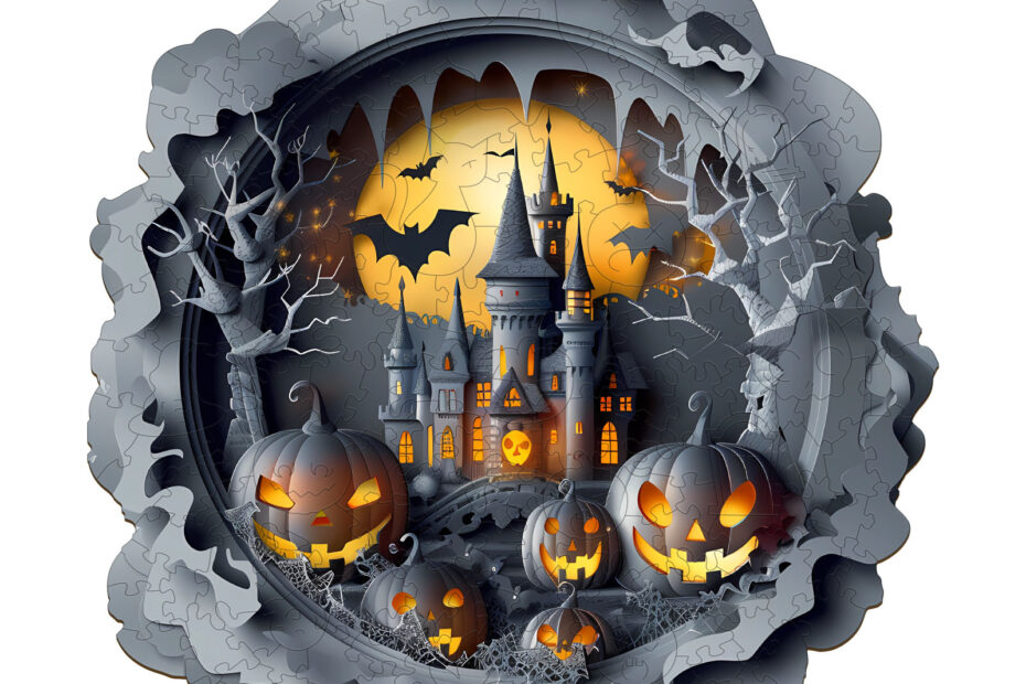 Holzpuzzle-3D Halloween-Schloss 66e5abf4df085