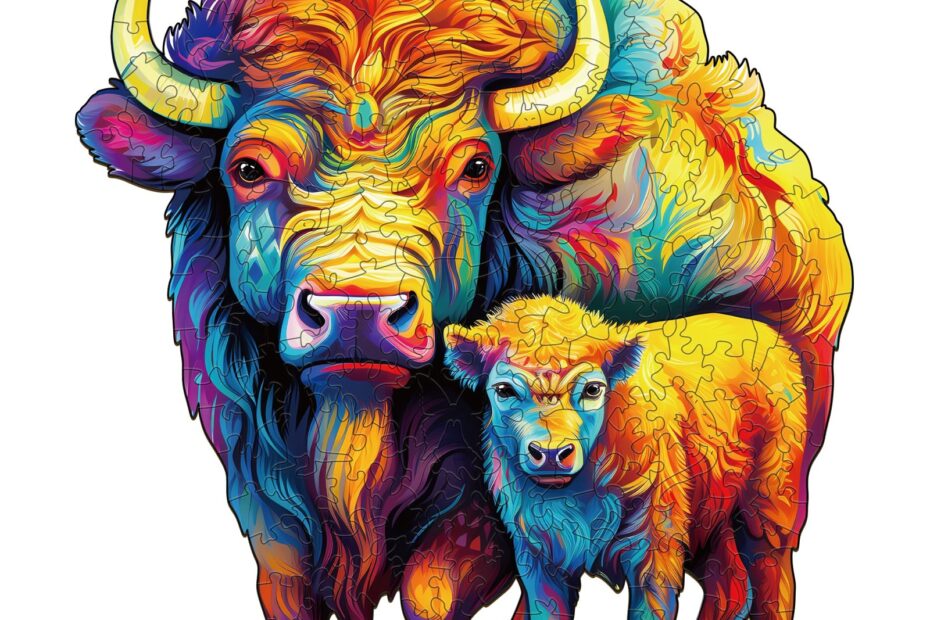 Holzpuzzle-Amerikanische Bisonfamilie 66e68ec0c951c