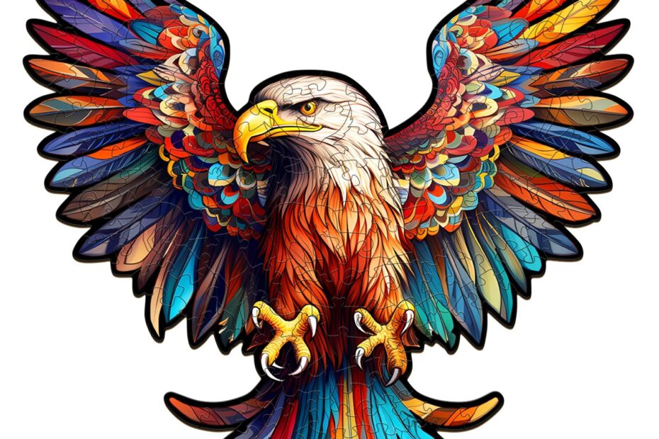 Holzpuzzle-Steinadler mit ausgebreiteten Flügeln 66df063269da4