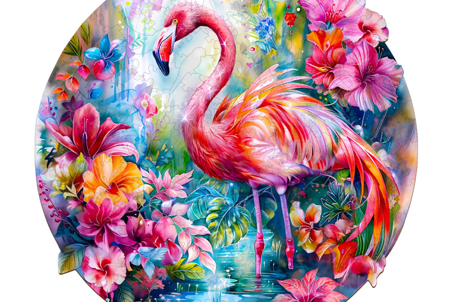 Holzpuzzle – Bezaubernder Flamingo 66e322397e7cd