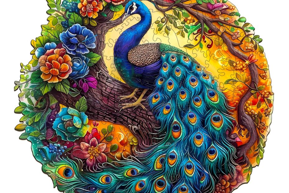Holzpuzzle-Charmanter Pfau 2 66dd2bdec6f94