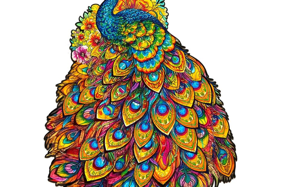 Holzpuzzle – wunderschöner Pfau 66dc493098eef