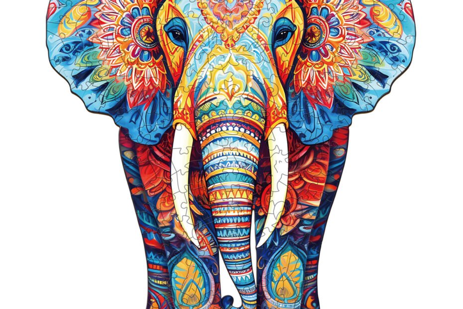 Holzpuzzle – Oranger Elefant 66e5112370e06